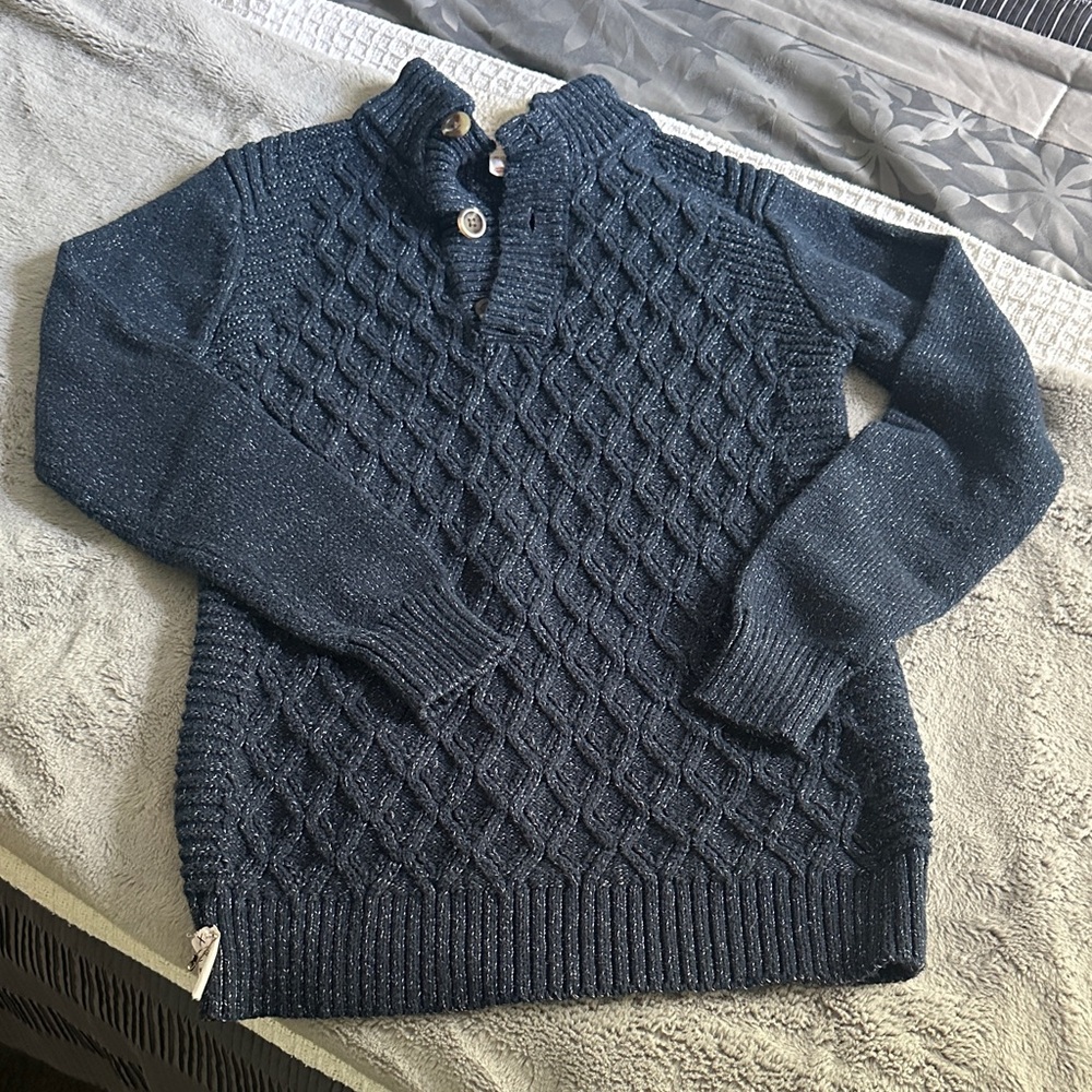 Cat & Jack Blue and White Sherpa Lined Sweater size 16 kid